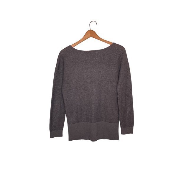 Magnolia Grace M Stitch Fix Gray Silver Shimmer Textured Knit Dillina Sweater - Picture 2 of 4